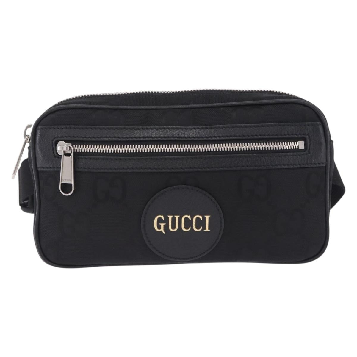 GUCCI GG Canvas Off The Grid Waist Bag Black Silver 631341 Auth 203130A