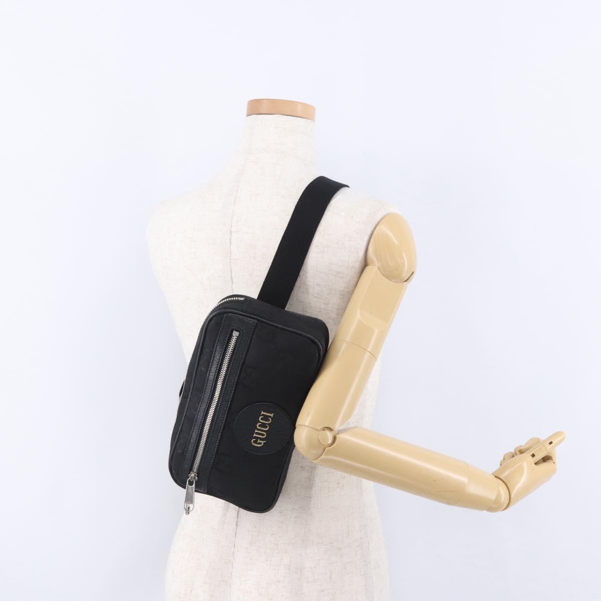 GUCCI GG Canvas Off The Grid Waist Bag Black Silver 631341 Auth 203130A