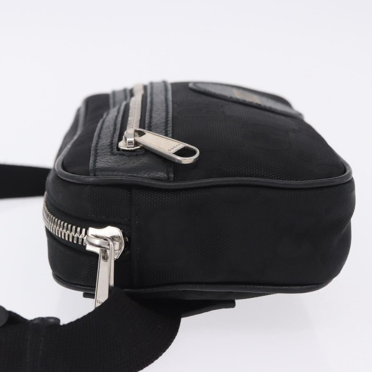 GUCCI GG Canvas Off The Grid Waist Bag Black Silver 631341 Auth 203130A