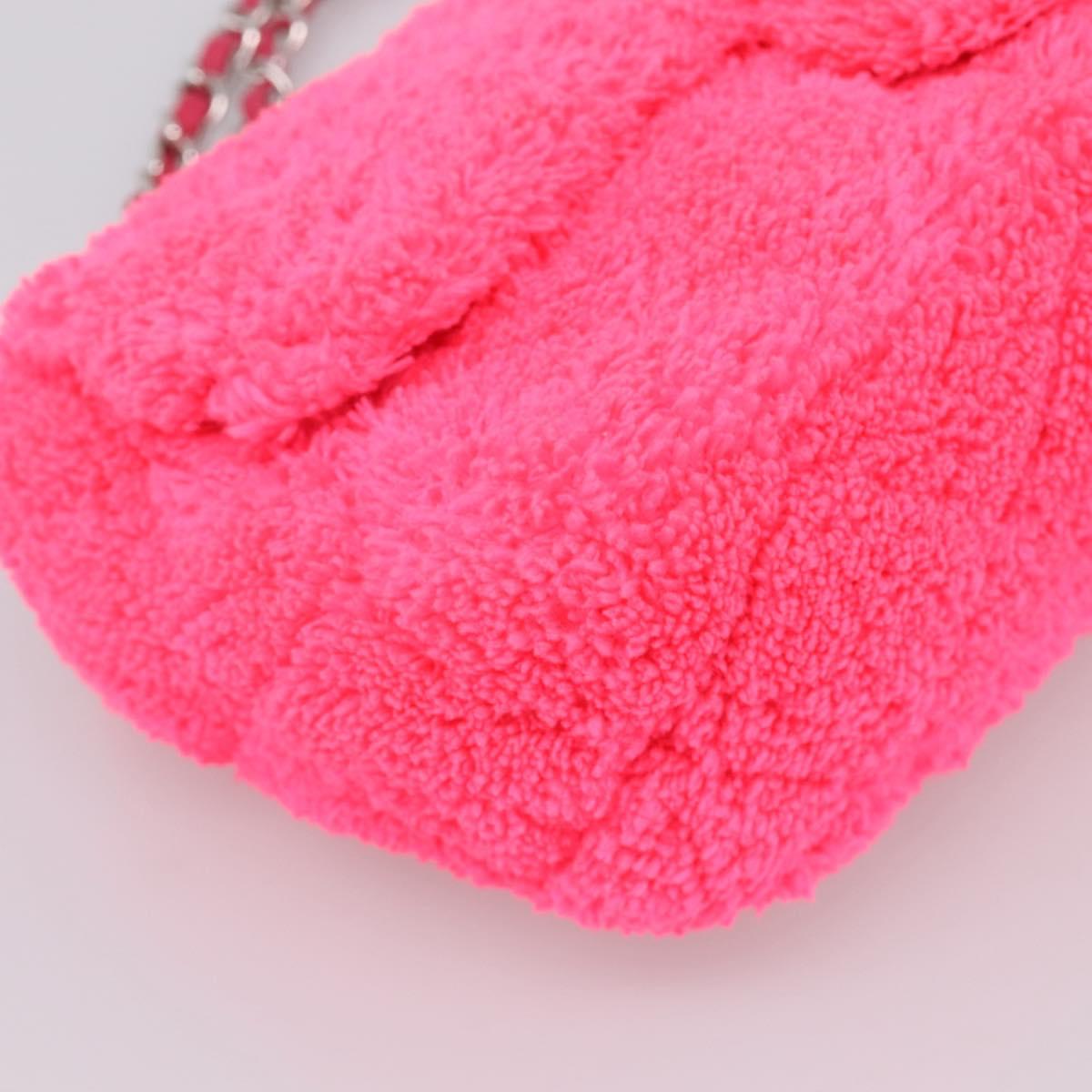 CHANEL Chain Shoulder Bag Pile Pink Silver CC Auth 203132SAM