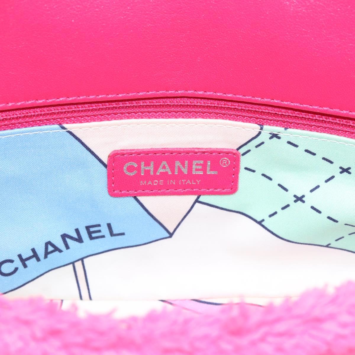 CHANEL Chain Shoulder Bag Pile Pink Silver CC Auth 203132SAM