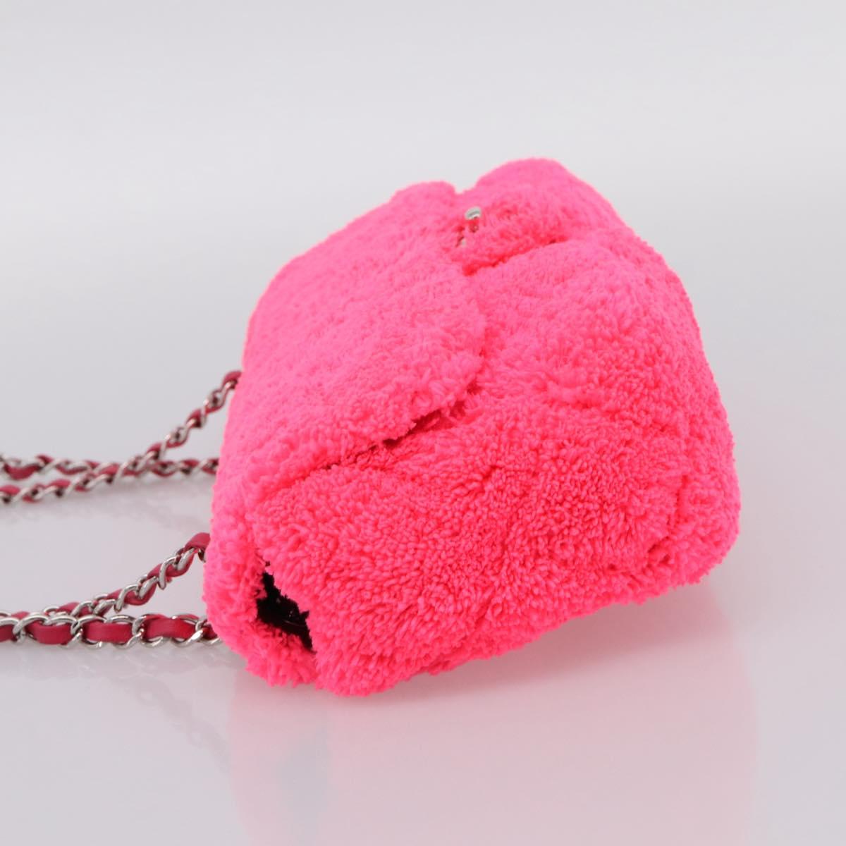 CHANEL Chain Shoulder Bag Pile Pink Silver CC Auth 203132SAM