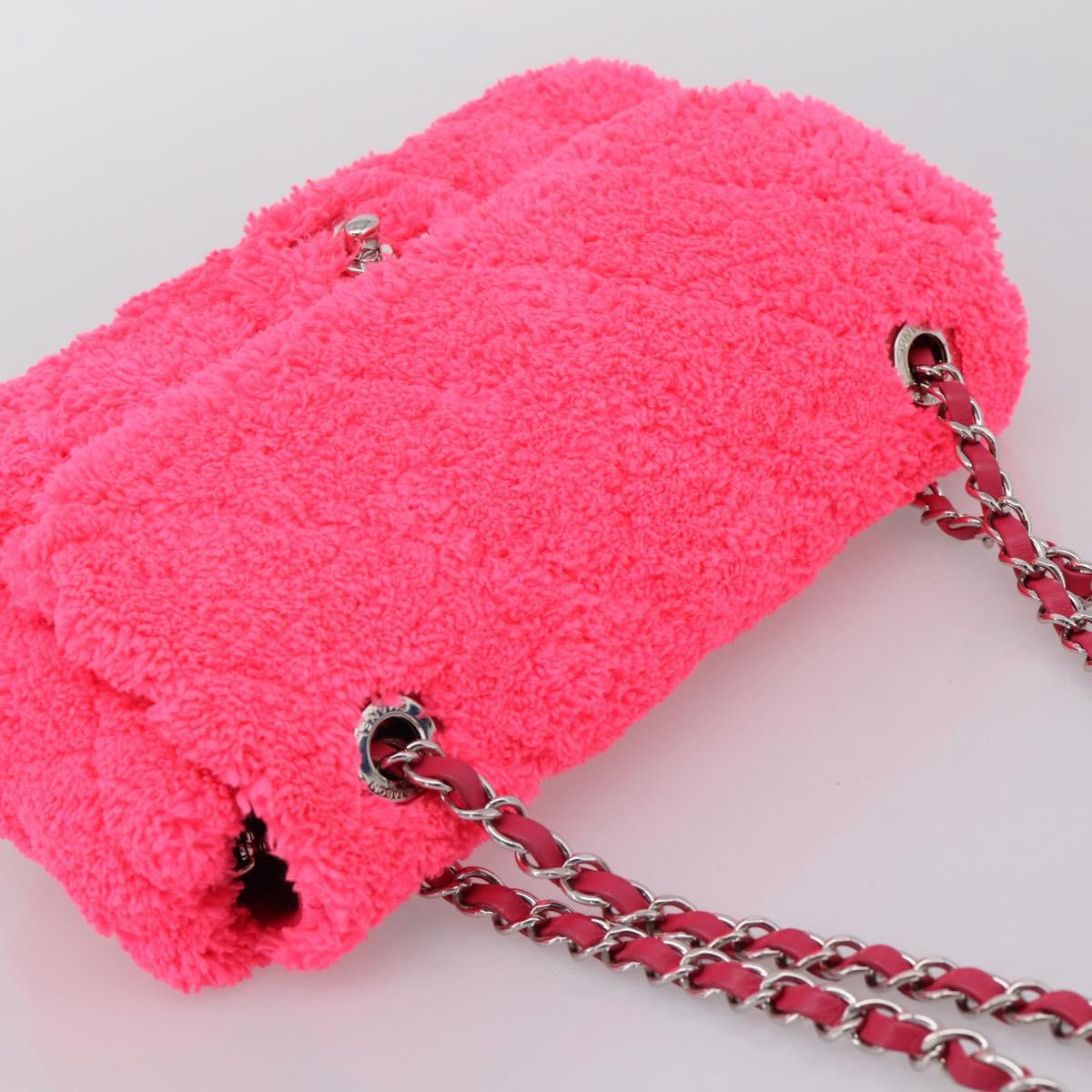CHANEL Chain Shoulder Bag Pile Pink Silver CC Auth 203132SAM