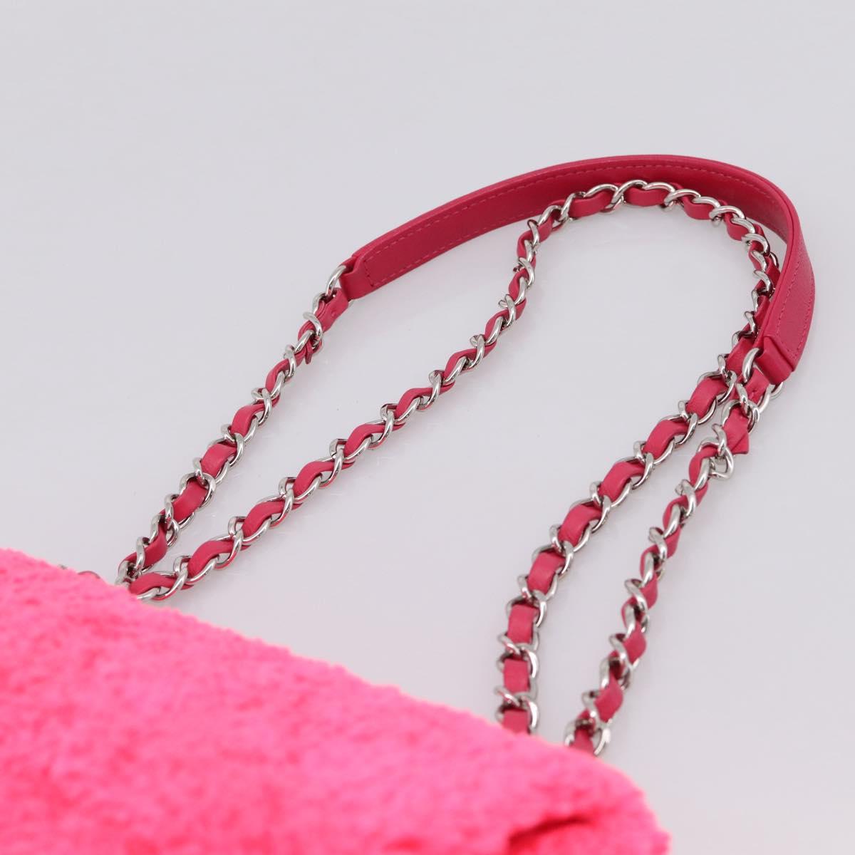 CHANEL Chain Shoulder Bag Pile Pink Silver CC Auth 203132SAM