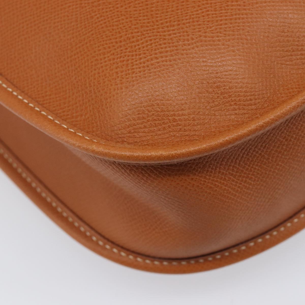 HERMES Evelyn PM Shoulder Bag Leather Brown Silver Auth 203135SAM