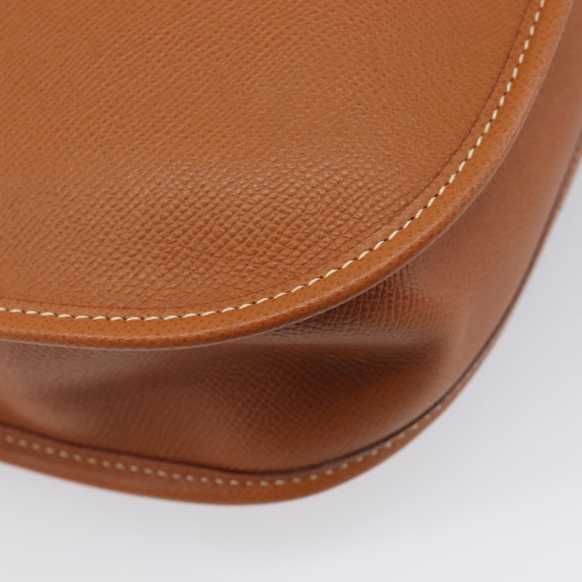 HERMES Evelyn PM Shoulder Bag Leather Brown Silver Auth 203135SAM