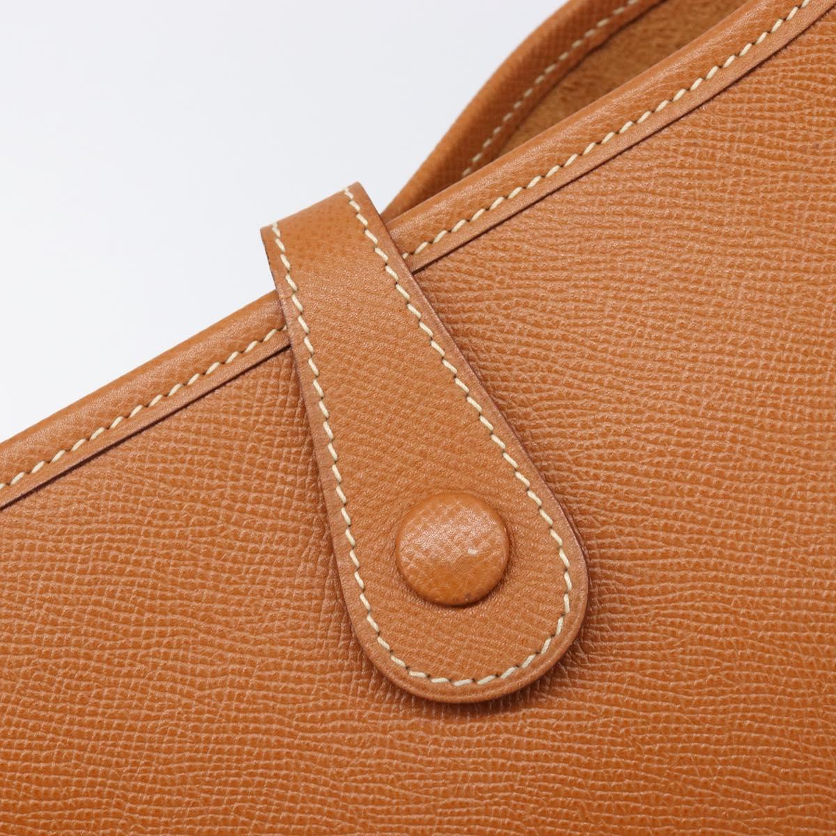 HERMES Evelyn PM Shoulder Bag Leather Brown Silver Auth 203135SAM