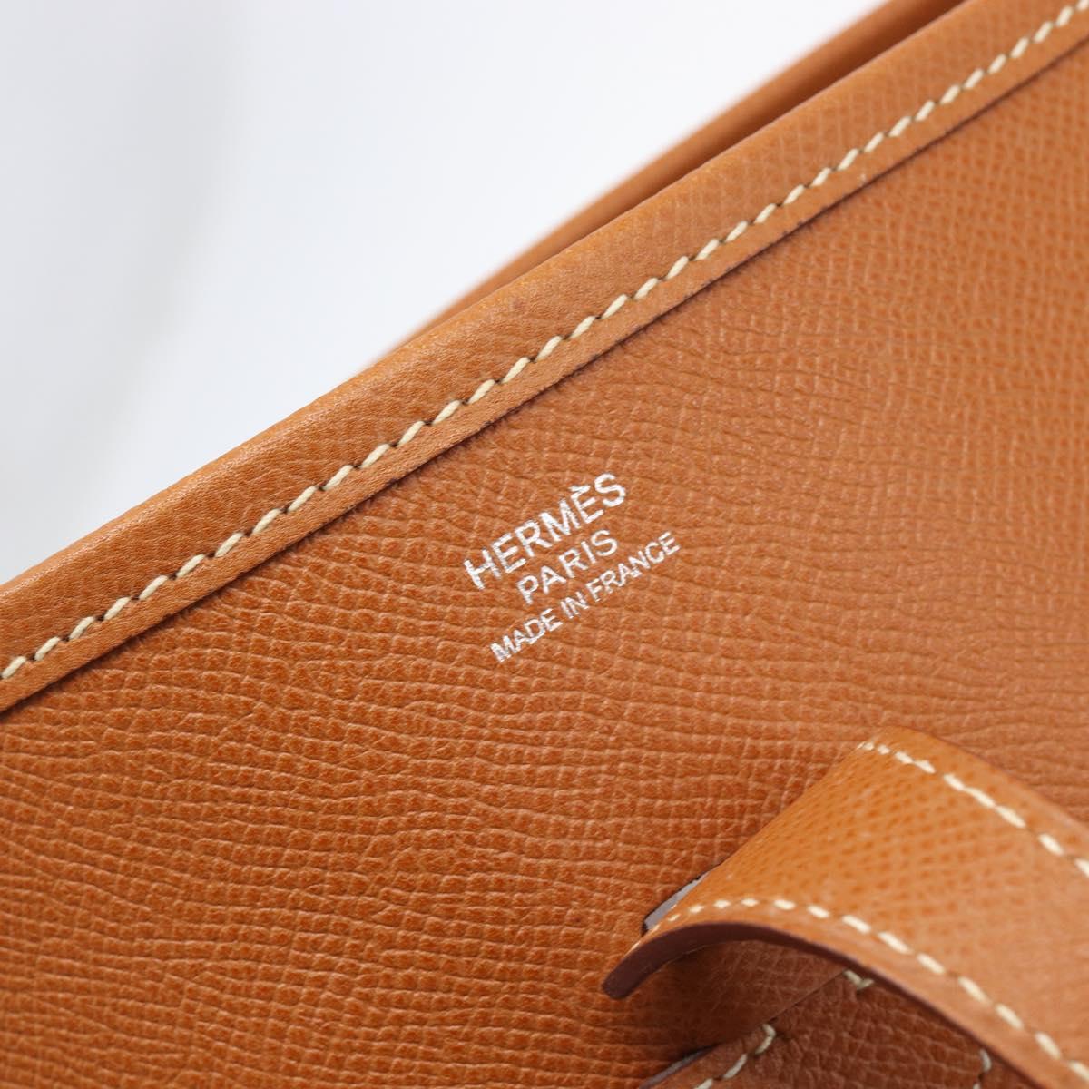 HERMES Evelyn PM Shoulder Bag Leather Brown Silver Auth 203135SAM