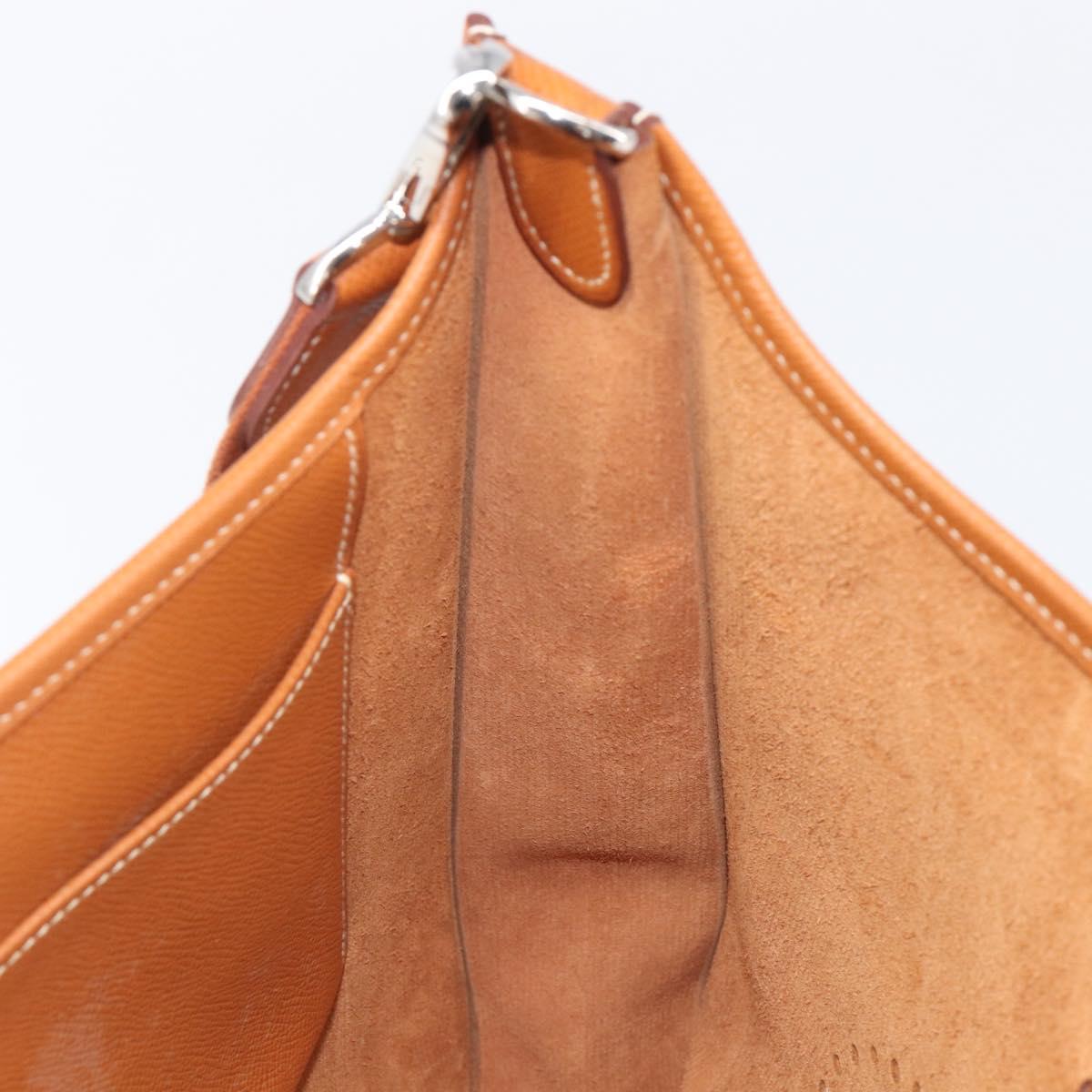 HERMES Evelyn PM Shoulder Bag Leather Brown Silver Auth 203135SAM