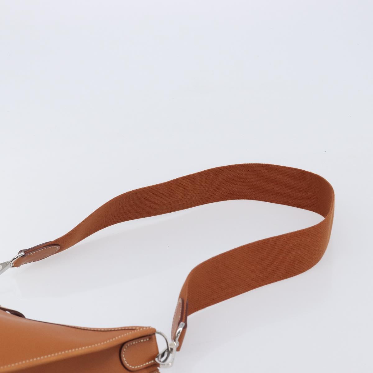 HERMES Evelyn PM Shoulder Bag Leather Brown Silver Auth 203135SAM