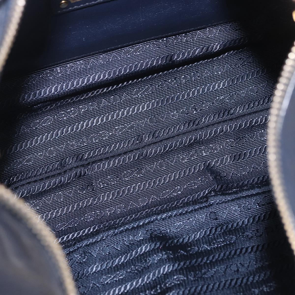 PRADA Shoulder Bag Leather Navy Gold Auth 203139V