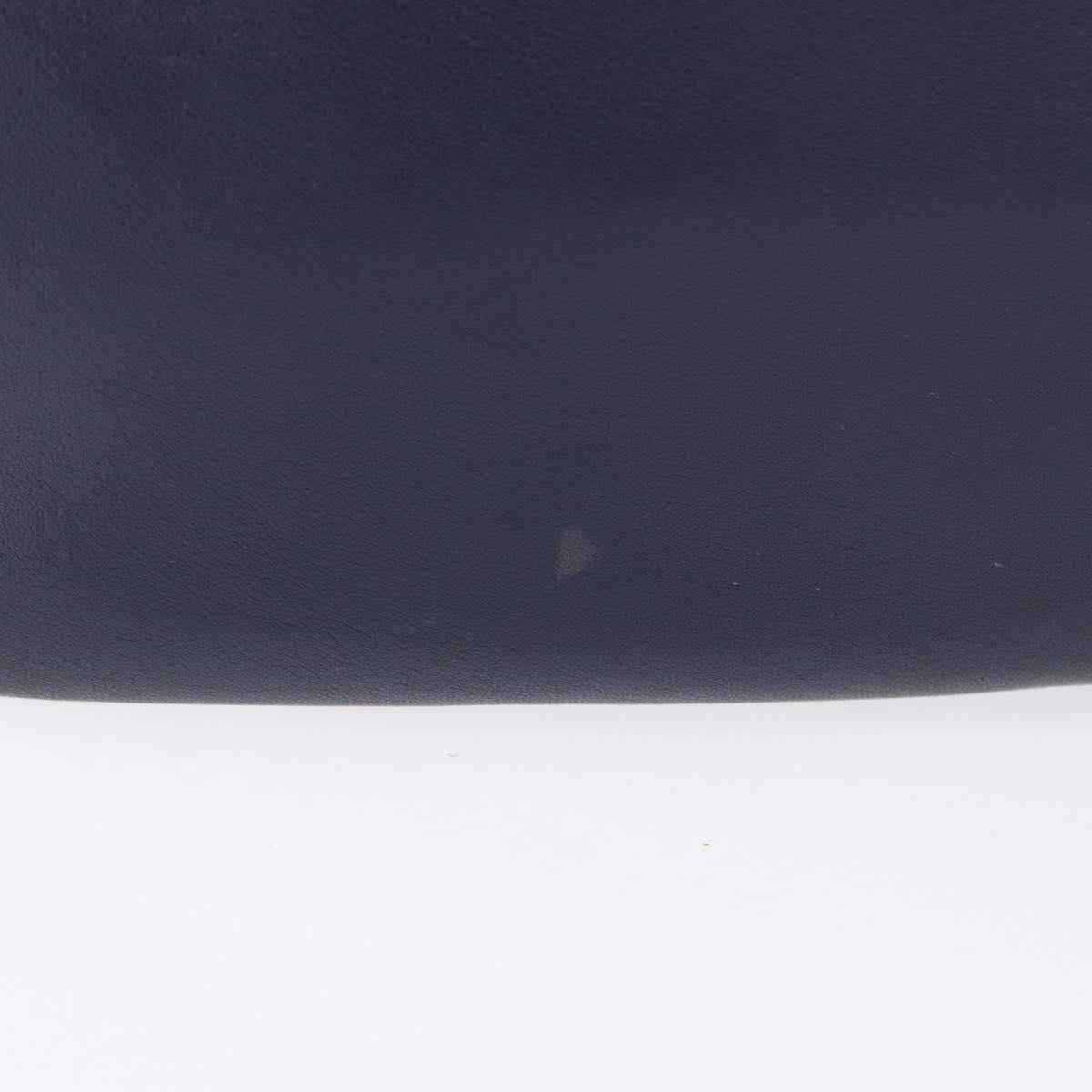 PRADA Shoulder Bag Leather Navy Gold Auth 203139V