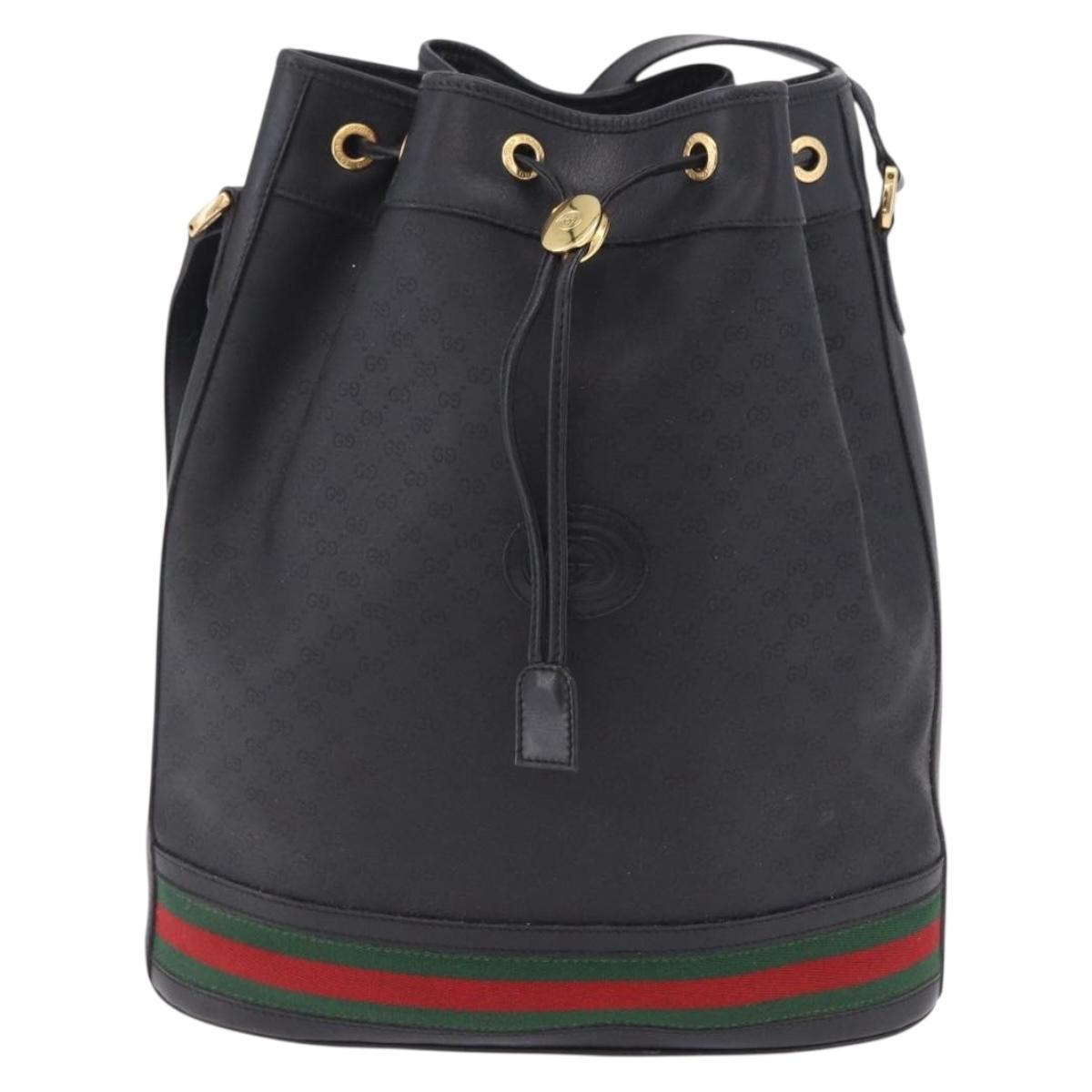 GUCCI Micro GG Supreme Web Sherry Line Bag PVC Black 001 116 0933 Auth 203142