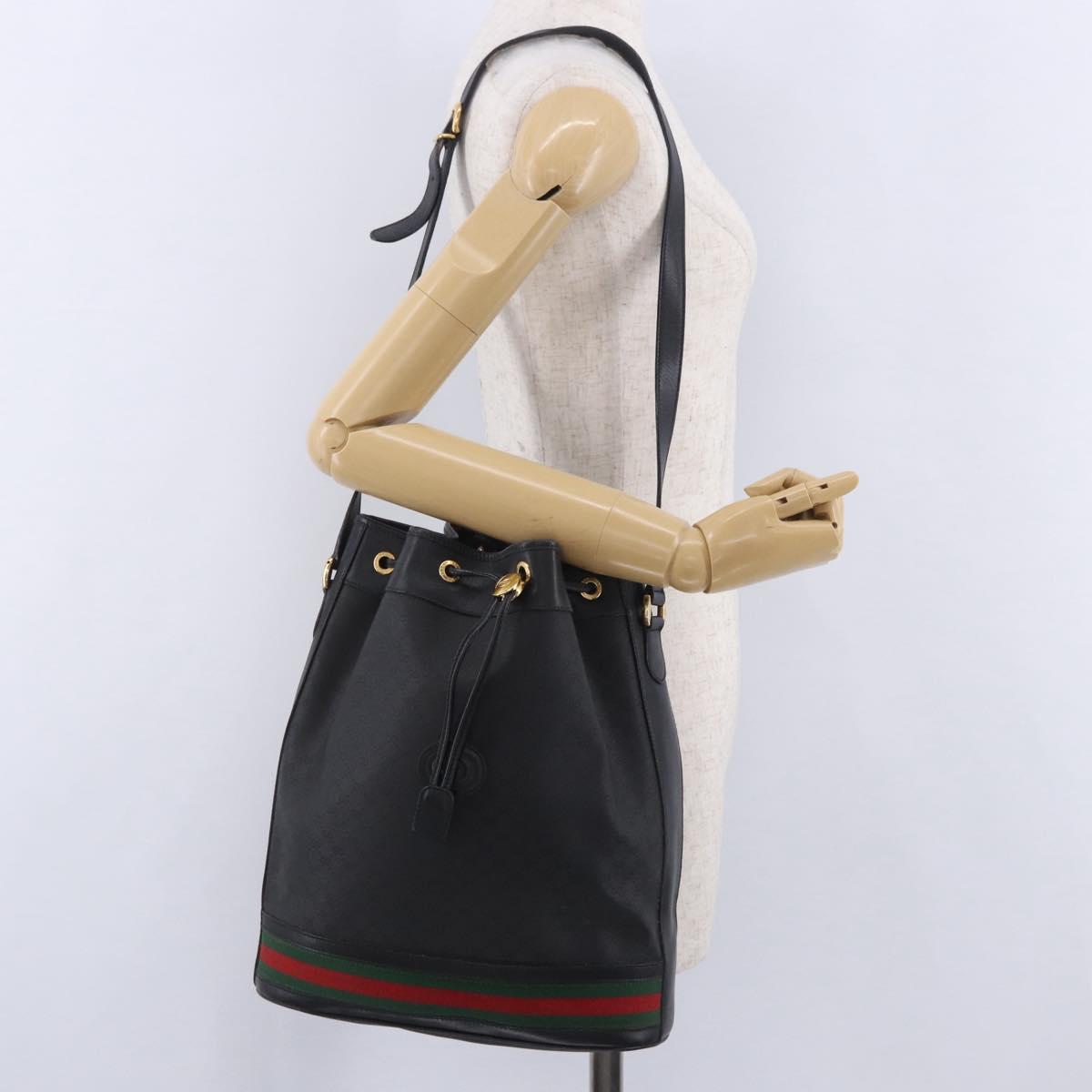 GUCCI Micro GG Supreme Web Sherry Line Bag PVC Black 001 116 0933 Auth 203142