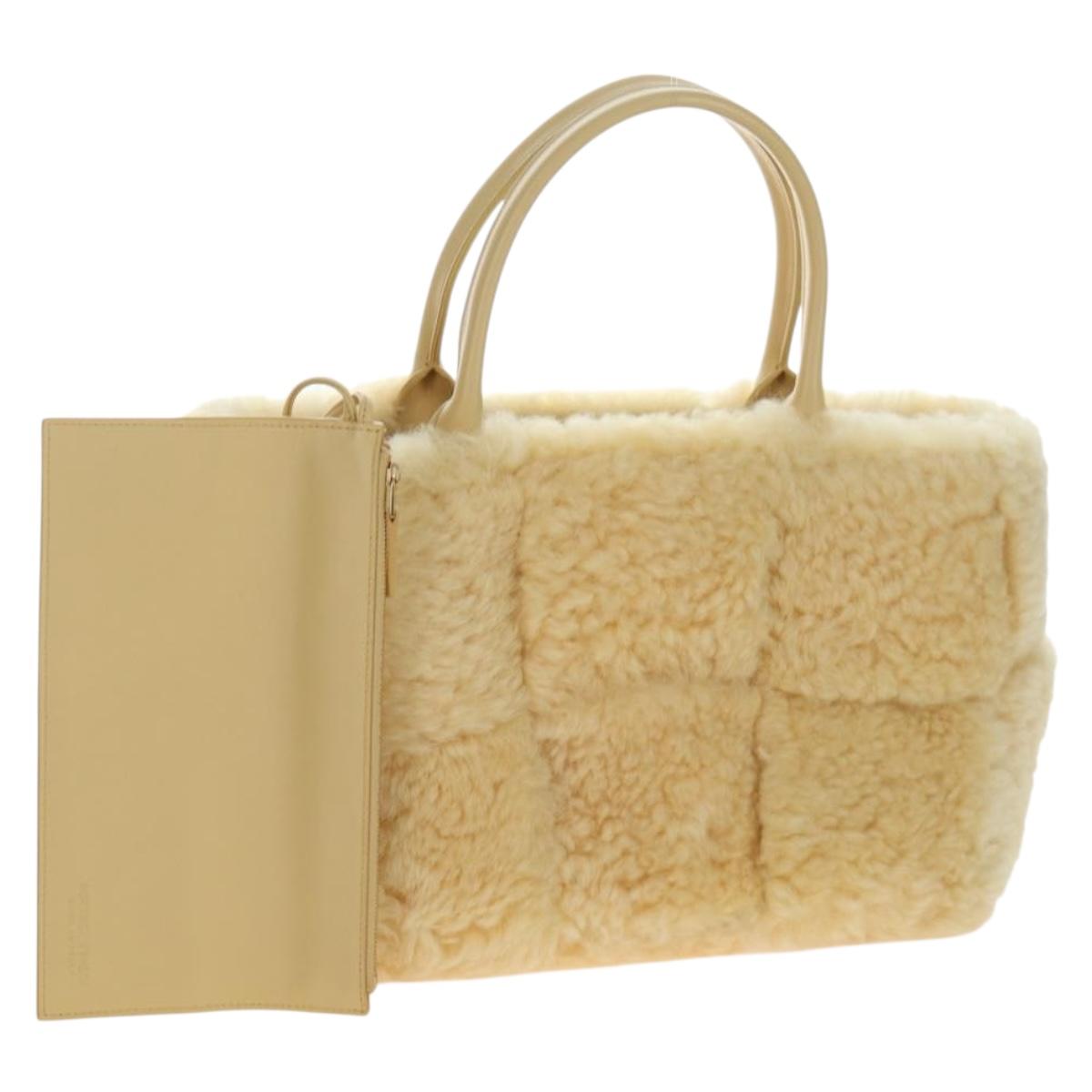 BOTTEGA VENETA Hand Bag Wool Beige Auth 203144M