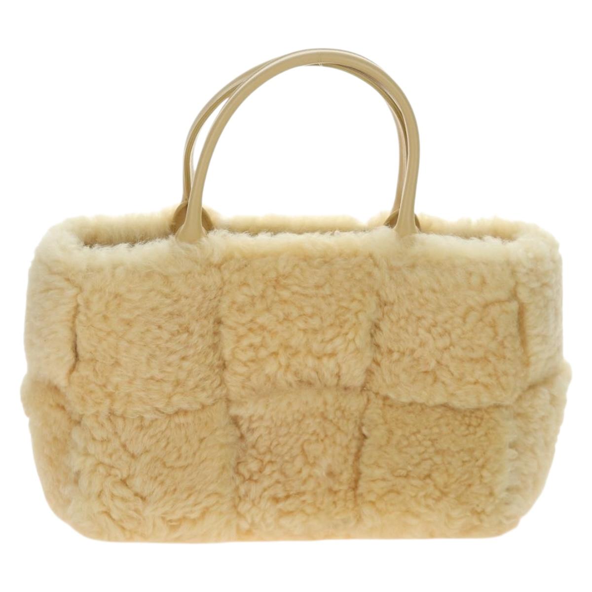 BOTTEGA VENETA Hand Bag Wool Beige Auth 203144M