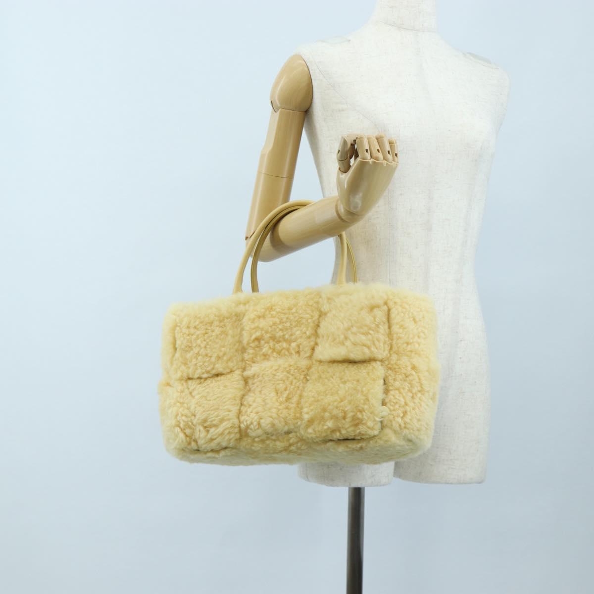 BOTTEGA VENETA Hand Bag Wool Beige Auth 203144M