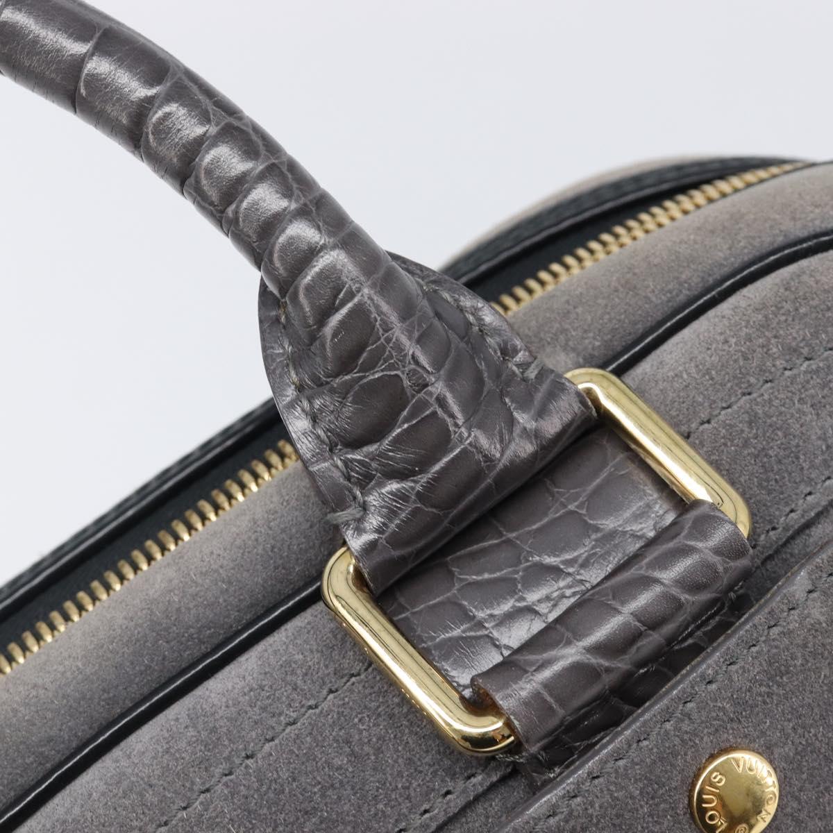 LOUIS VUITTON Stamp Bag PM Hand Bag Suede Gray Gold M95237 LV Auth 203148V