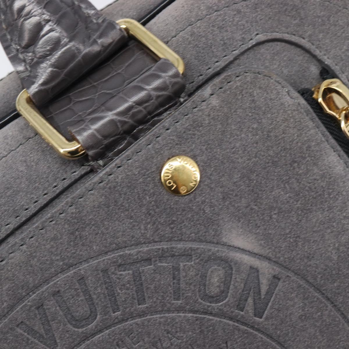 LOUIS VUITTON Stamp Bag PM Hand Bag Suede Gray Gold M95237 LV Auth 203148V