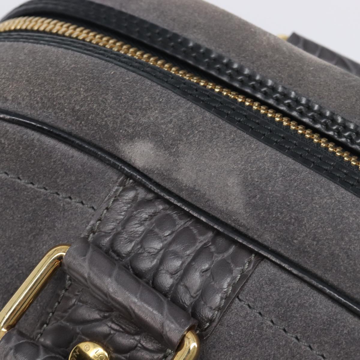 LOUIS VUITTON Stamp Bag PM Hand Bag Suede Gray Gold M95237 LV Auth 203148V