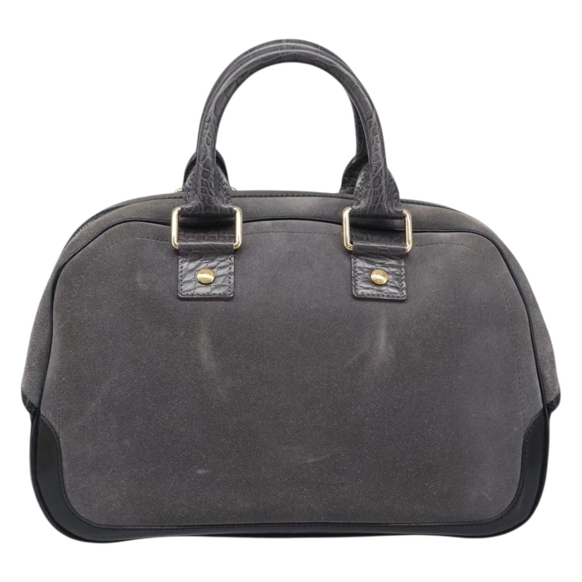 LOUIS VUITTON Stamp Bag PM Hand Bag Suede Gray Gold M95237 LV Auth 203148V