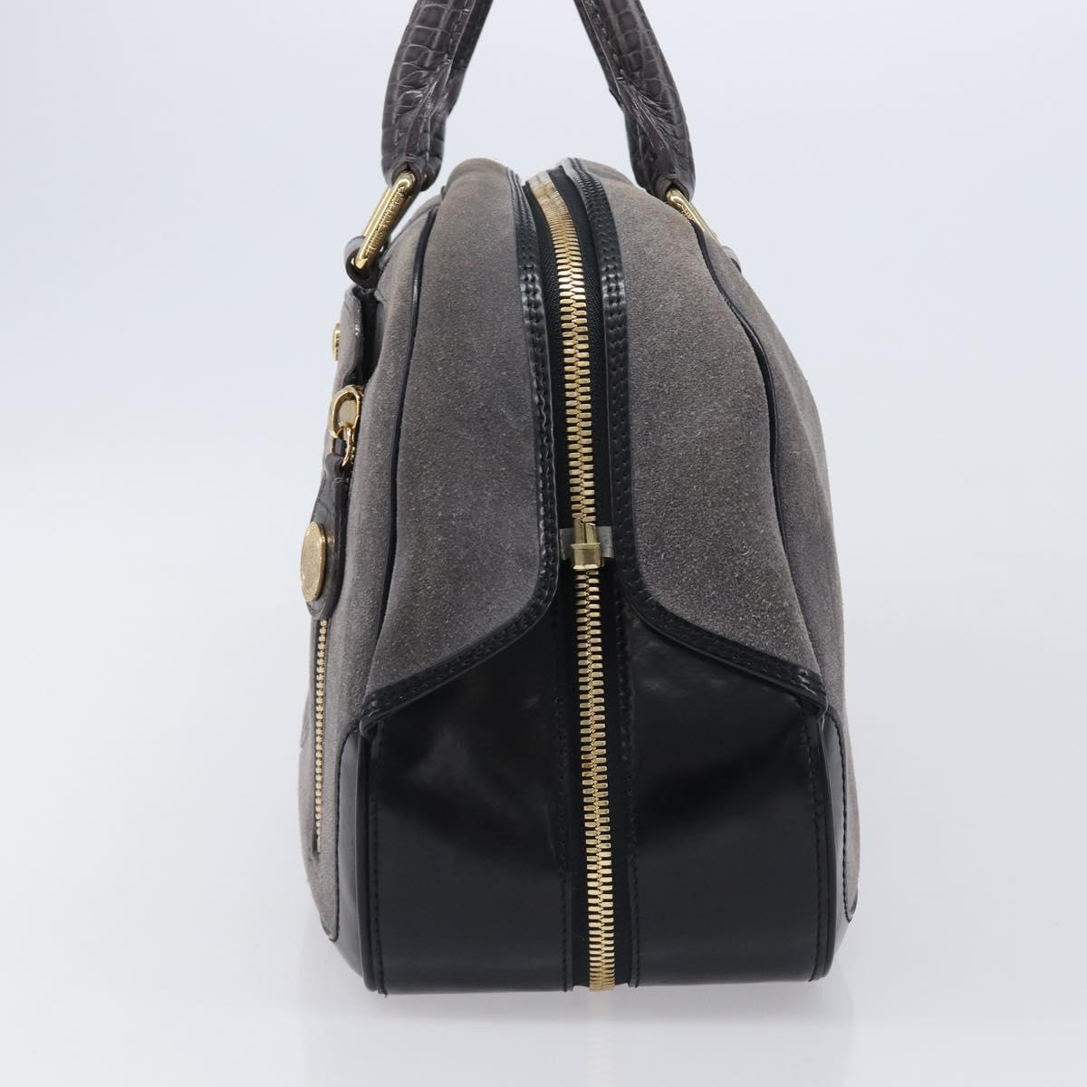 LOUIS VUITTON Stamp Bag PM Hand Bag Suede Gray Gold M95237 LV Auth 203148V