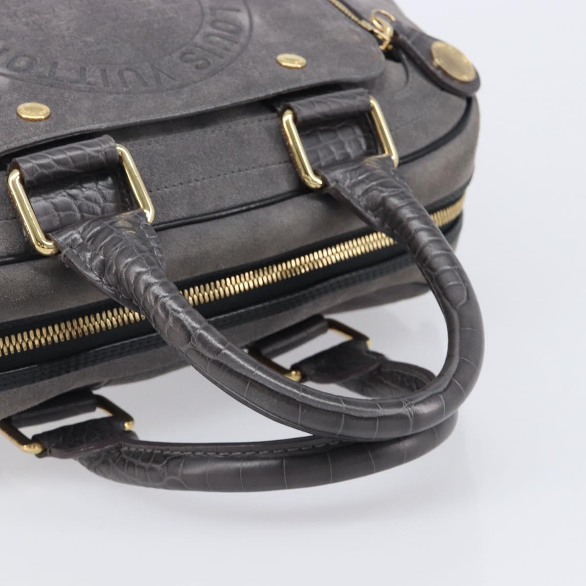 LOUIS VUITTON Stamp Bag PM Hand Bag Suede Gray Gold M95237 LV Auth 203148V