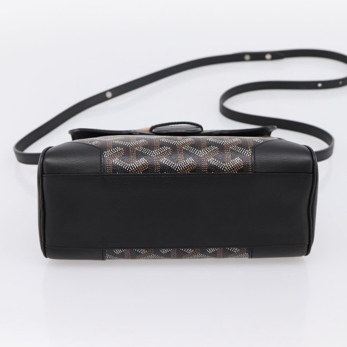 GOYARD Herringbone Saigon Hand Bag PVC 2way Black Silver Auth 203151SM
