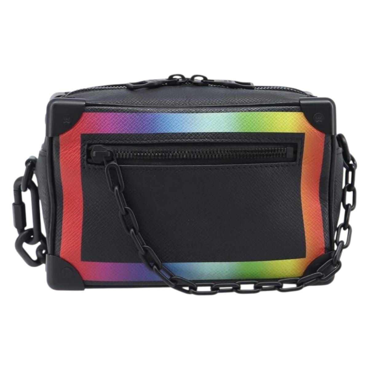 LOUIS VUITTON Taiga Rainbow Mini Soft Trunk Bag Black M30351 LV Auth 203152M