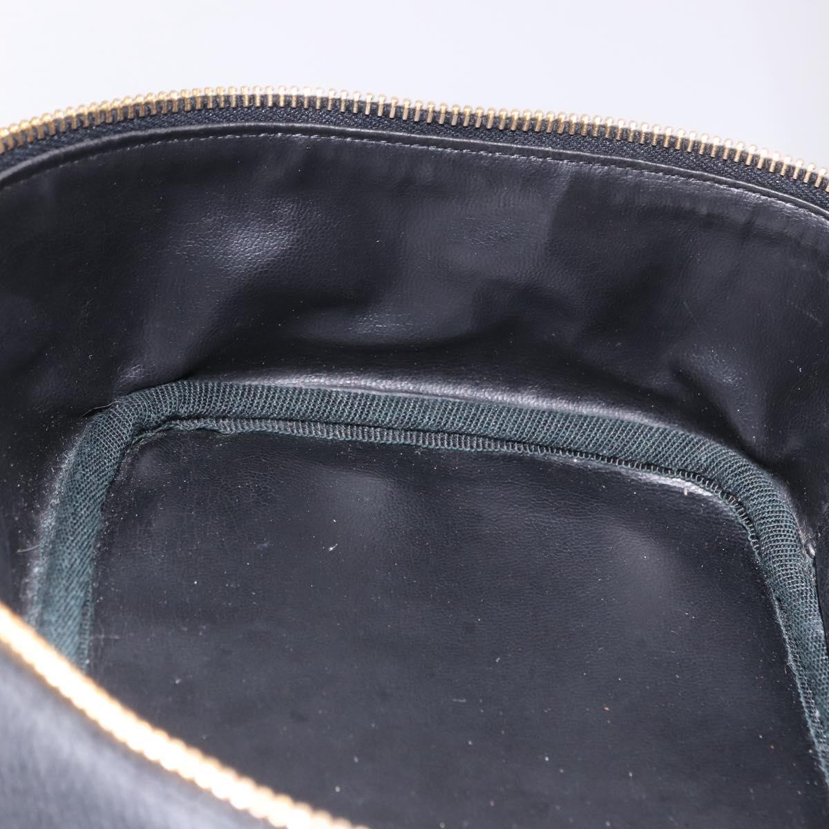 CHANEL Vanity Hand Bag Caviar Skin Black Gold CC Auth 203153V