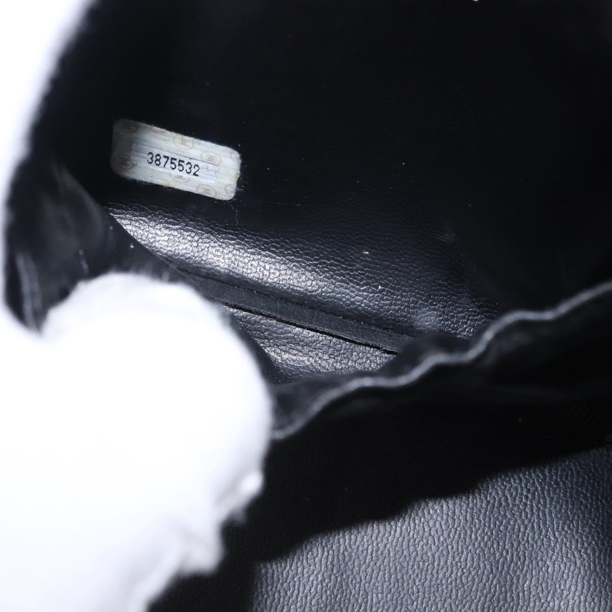 CHANEL Vanity Hand Bag Caviar Skin Black Gold CC Auth 203153V