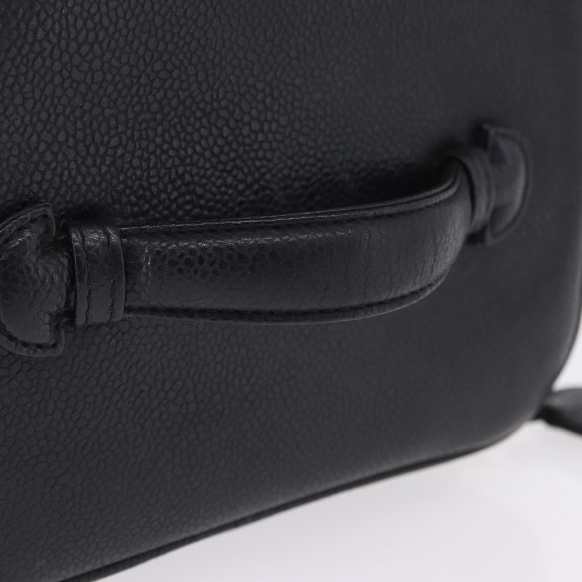 CHANEL Vanity Hand Bag Caviar Skin Black Gold CC Auth 203153V