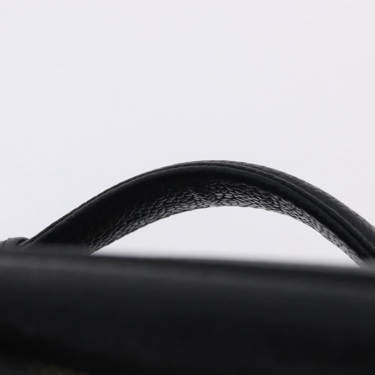 CHANEL Vanity Hand Bag Caviar Skin Black Gold CC Auth 203153V