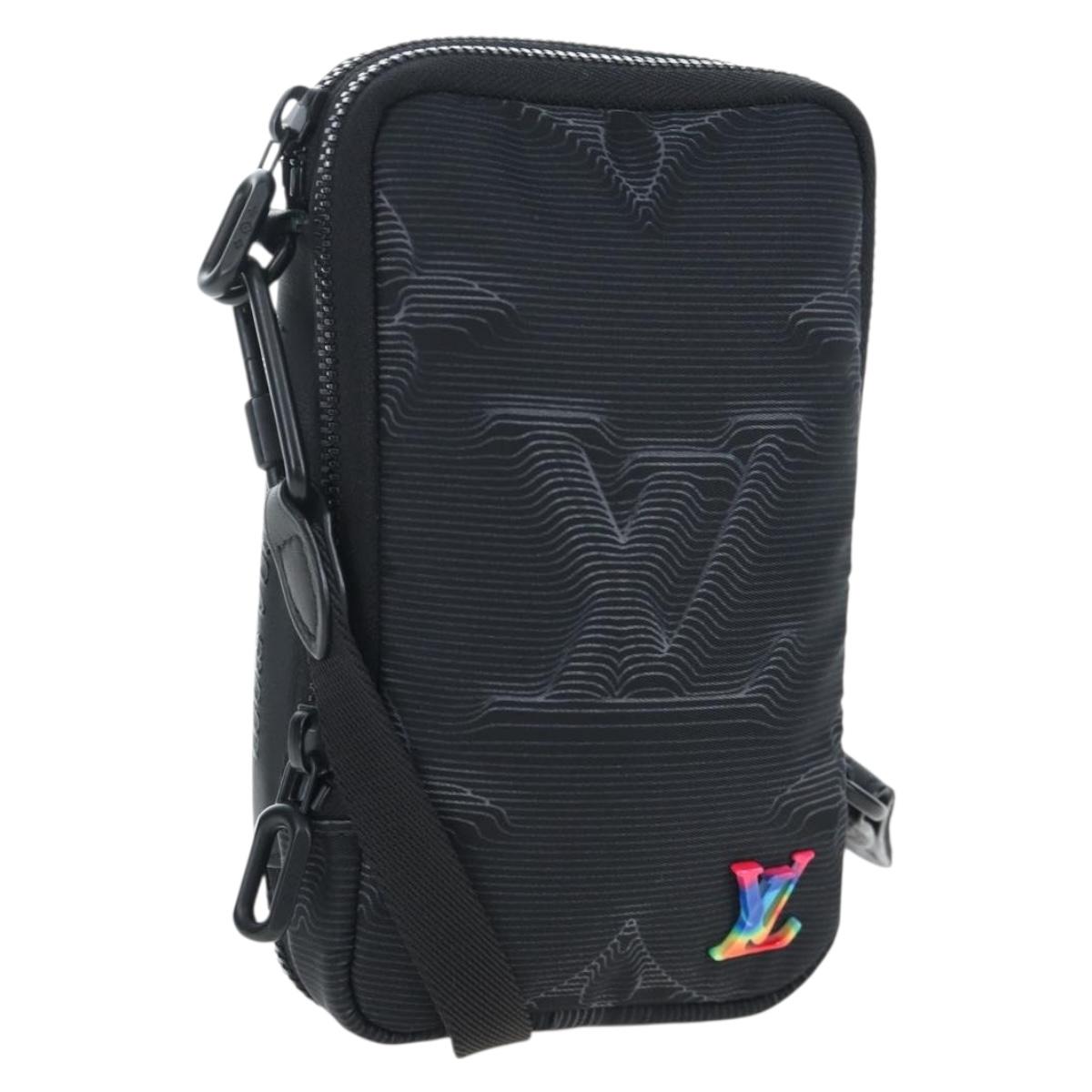 LOUIS VUITTON 3D monogram Double Phone Pouch Black M80141 LV Auth 203158M