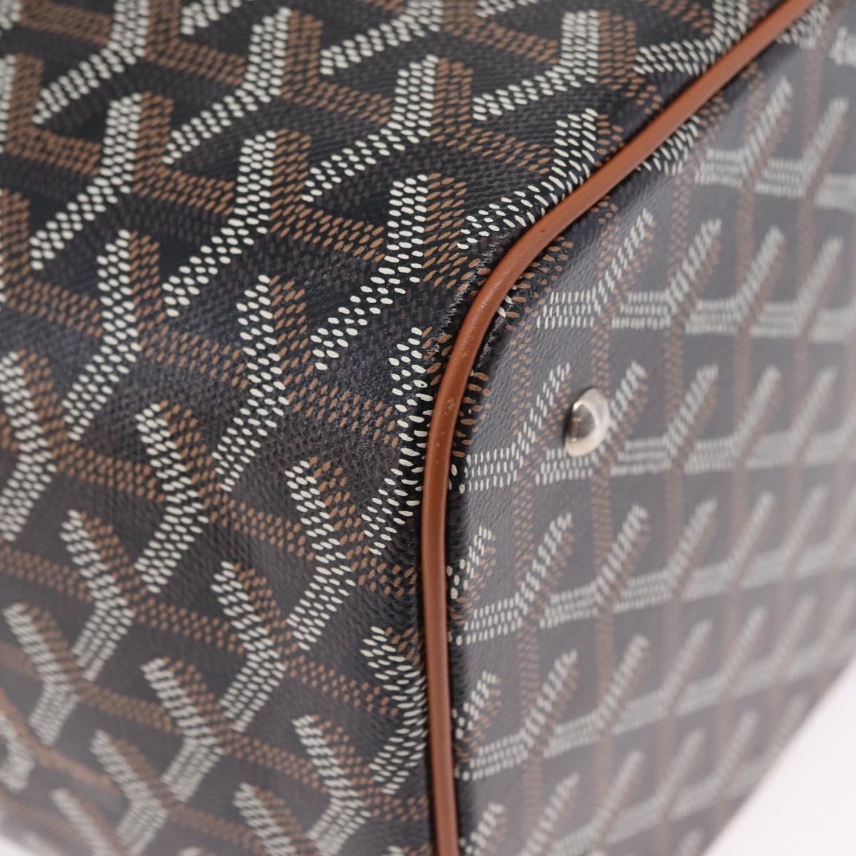 GOYARD Herringbone Vanity Muse Hand Bag PVC 2way Black Silver Auth 203159SM