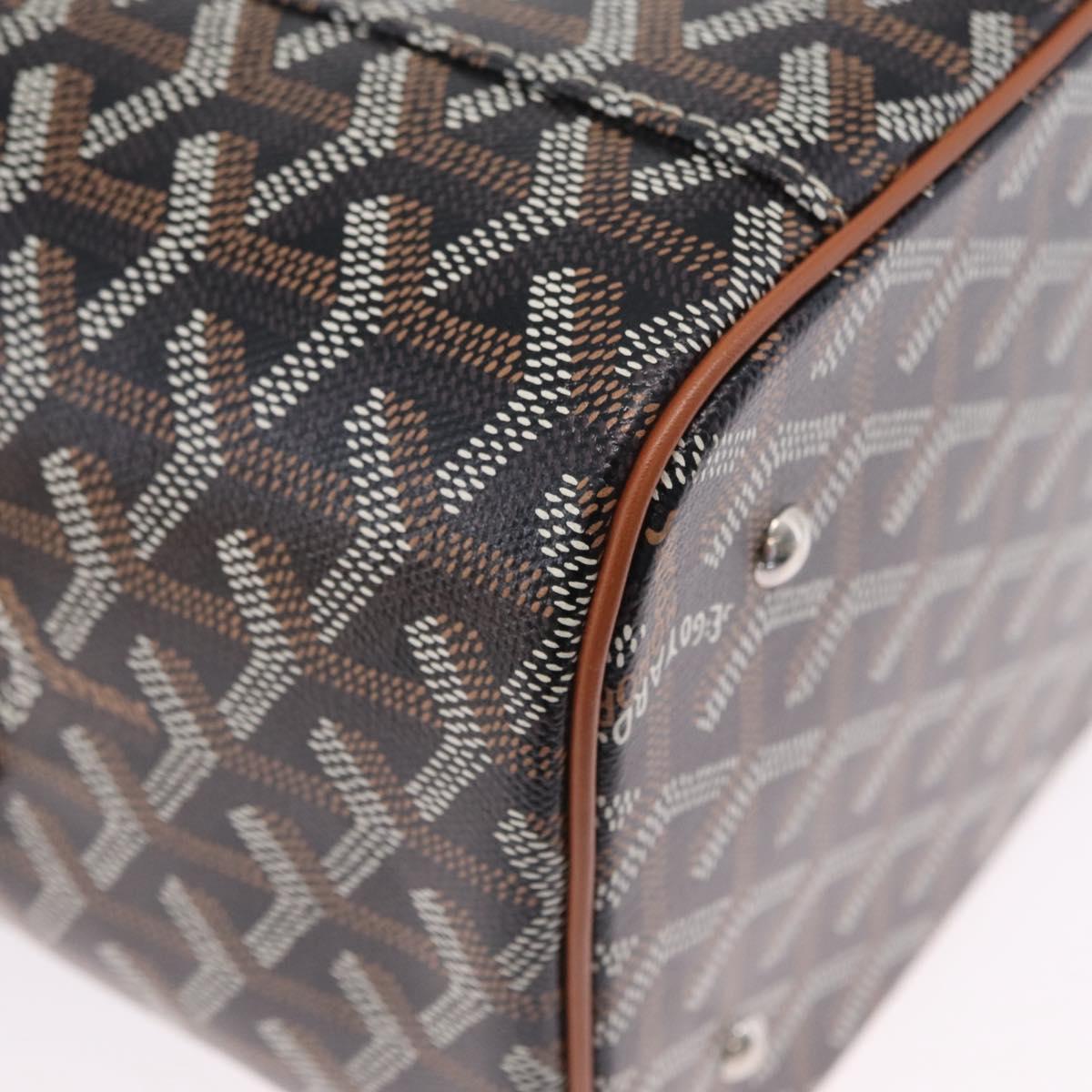 GOYARD Herringbone Vanity Muse Hand Bag PVC 2way Black Silver Auth 203159SM