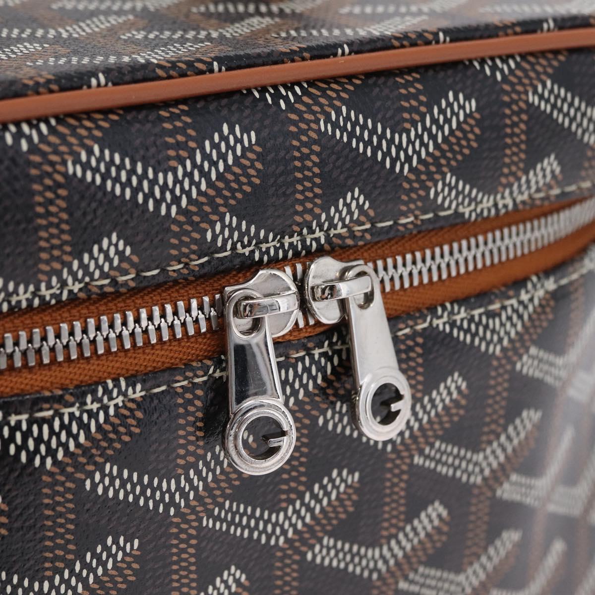 GOYARD Herringbone Vanity Muse Hand Bag PVC 2way Black Silver Auth 203159SM