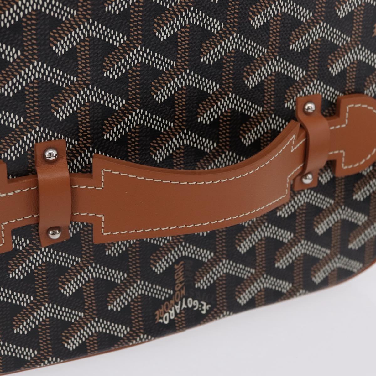 GOYARD Herringbone Vanity Muse Hand Bag PVC 2way Black Silver Auth 203159SM