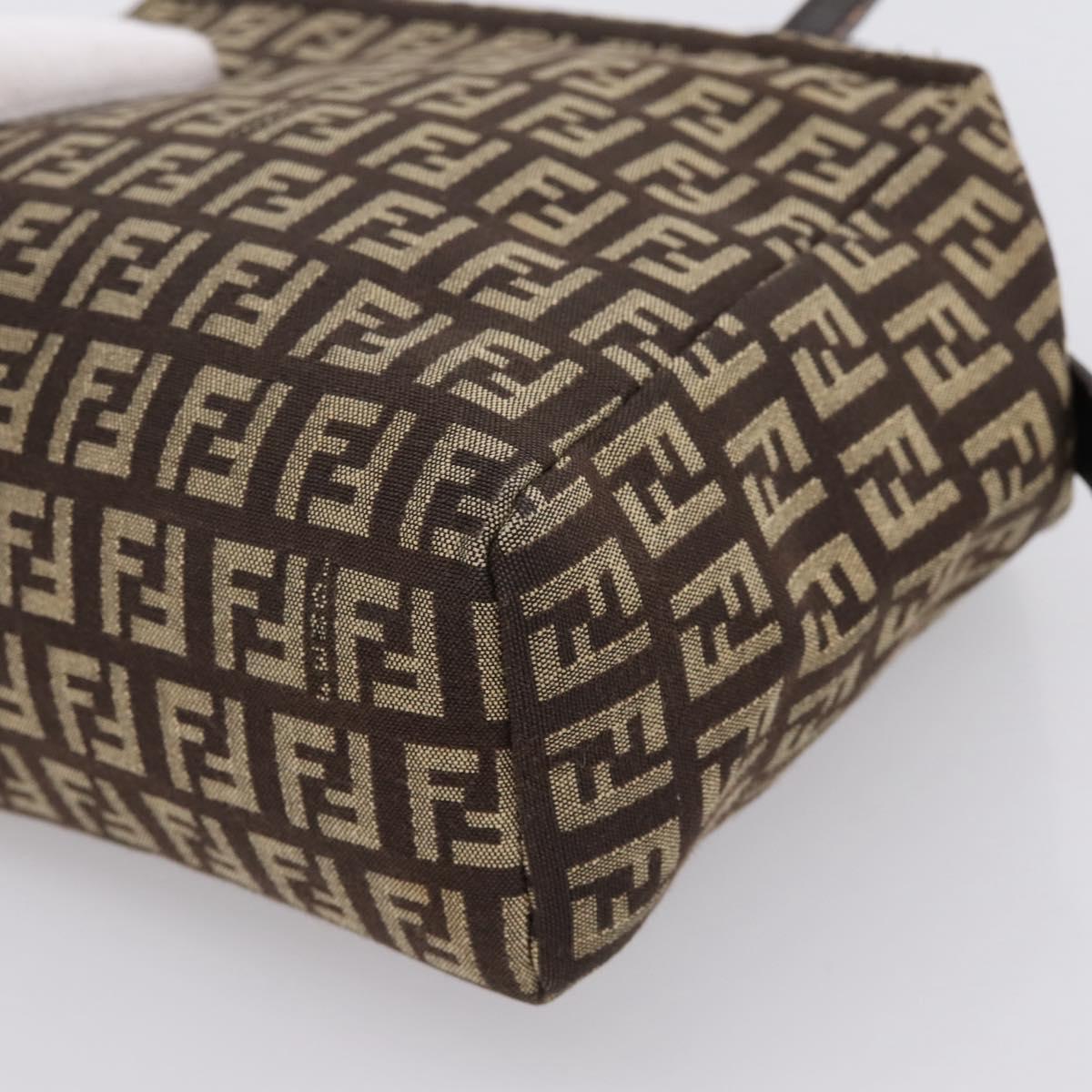 FENDI Zucchino Canvas Hand Bag Brown Auth 203176