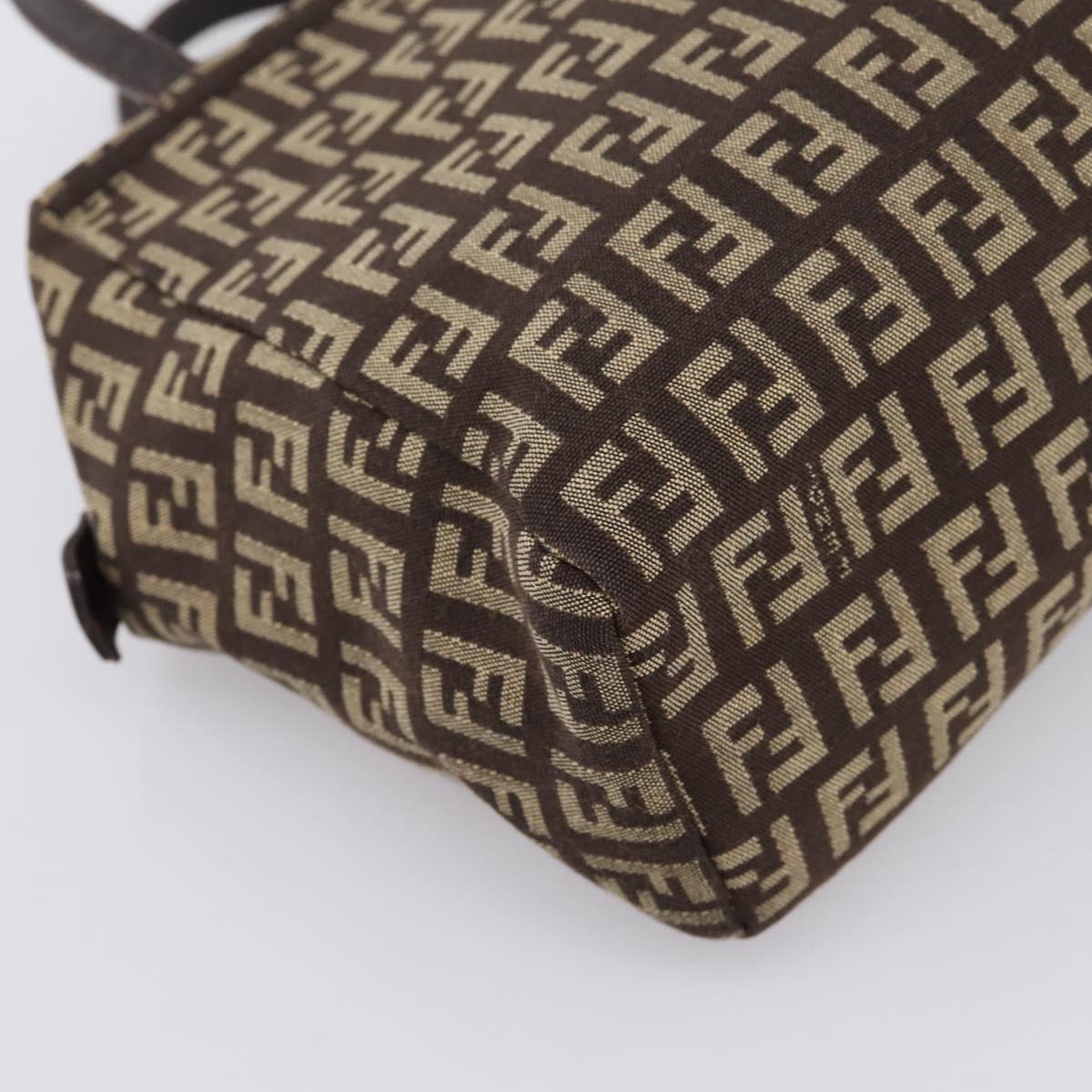 FENDI Zucchino Canvas Hand Bag Brown Auth 203176