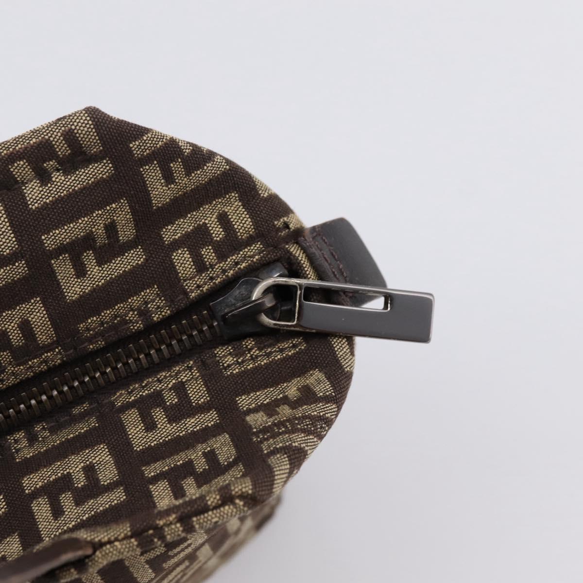 FENDI Zucchino Canvas Hand Bag Brown Auth 203176