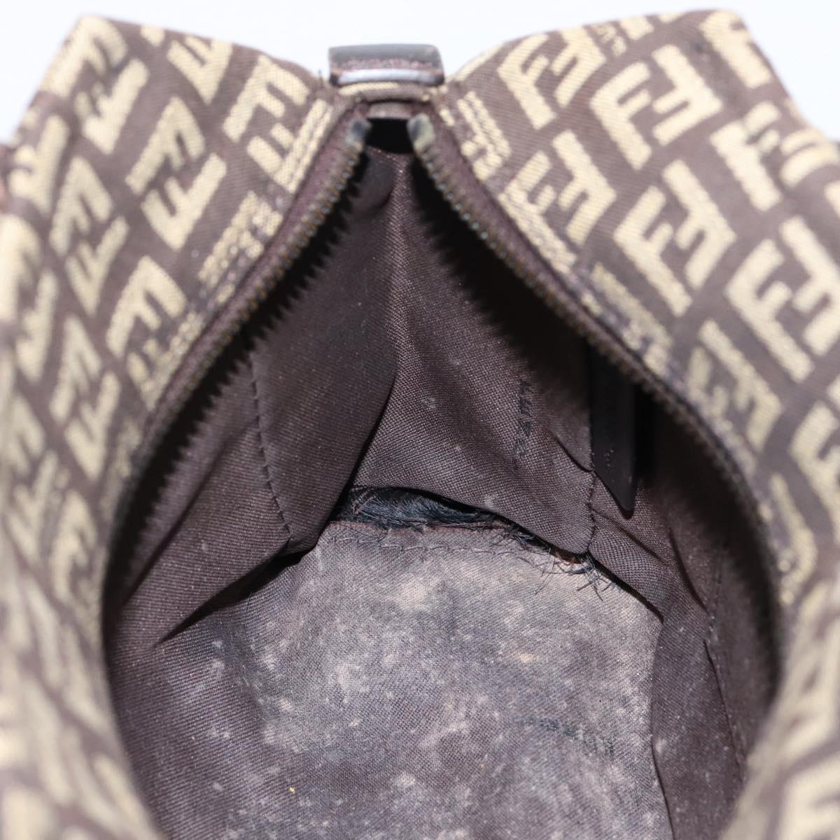 FENDI Zucchino Canvas Hand Bag Brown Auth 203176