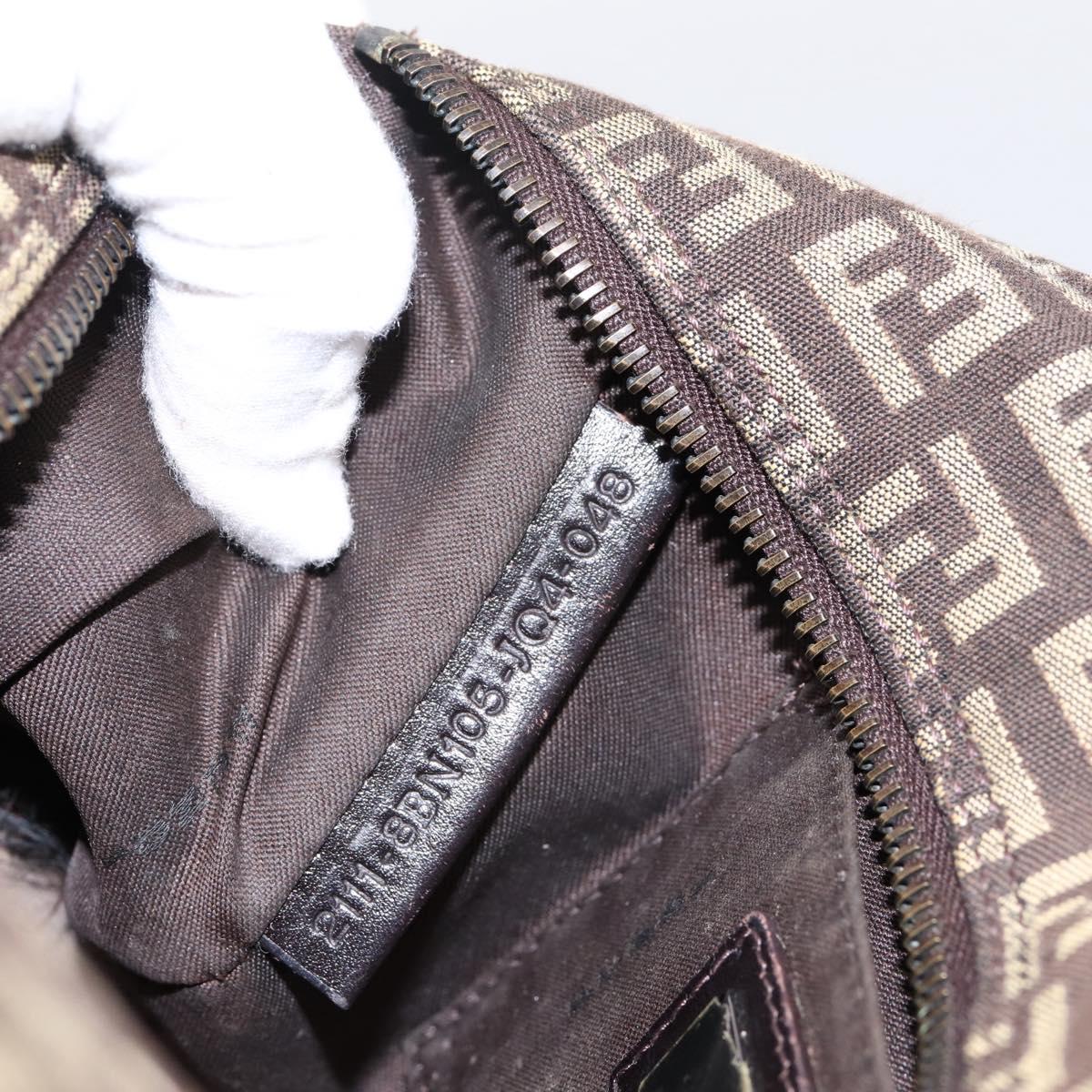 FENDI Zucchino Canvas Hand Bag Brown Auth 203176