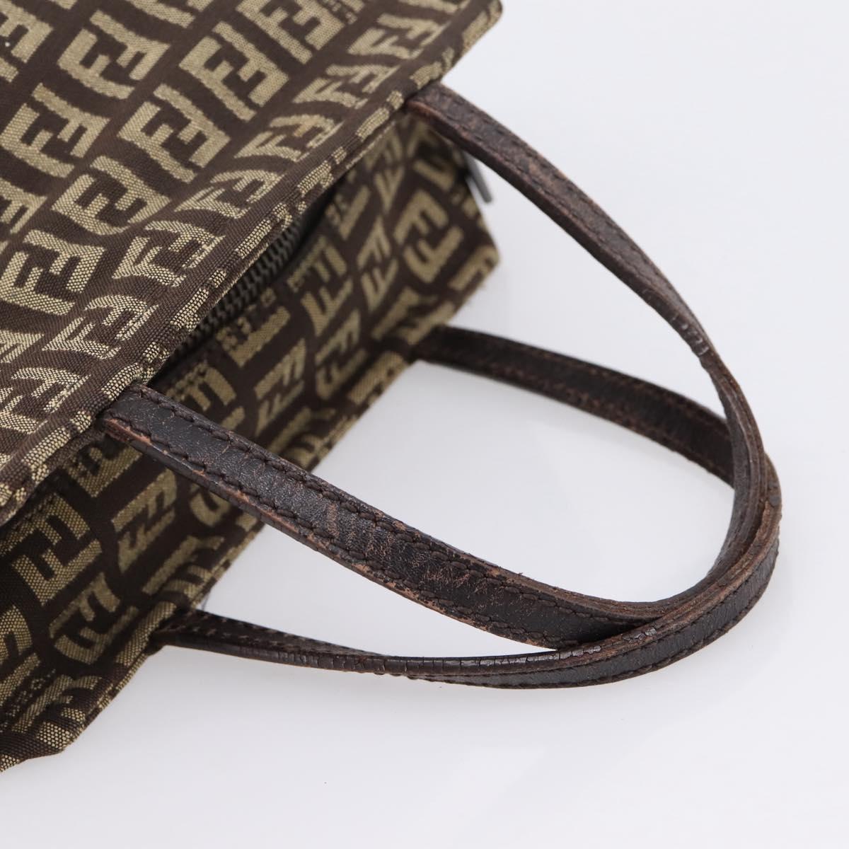 FENDI Zucchino Canvas Hand Bag Brown Auth 203176