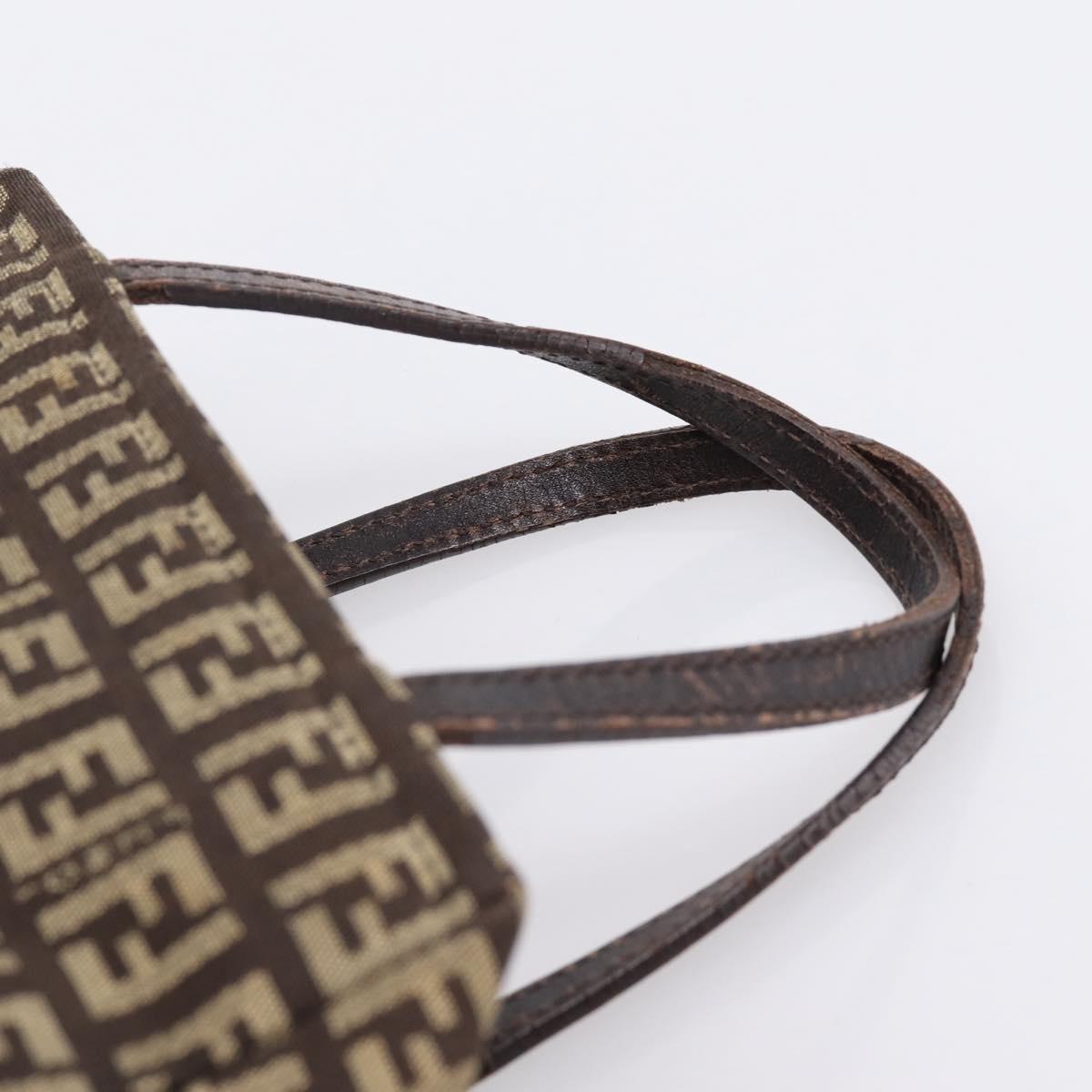 FENDI Zucchino Canvas Hand Bag Brown Auth 203176