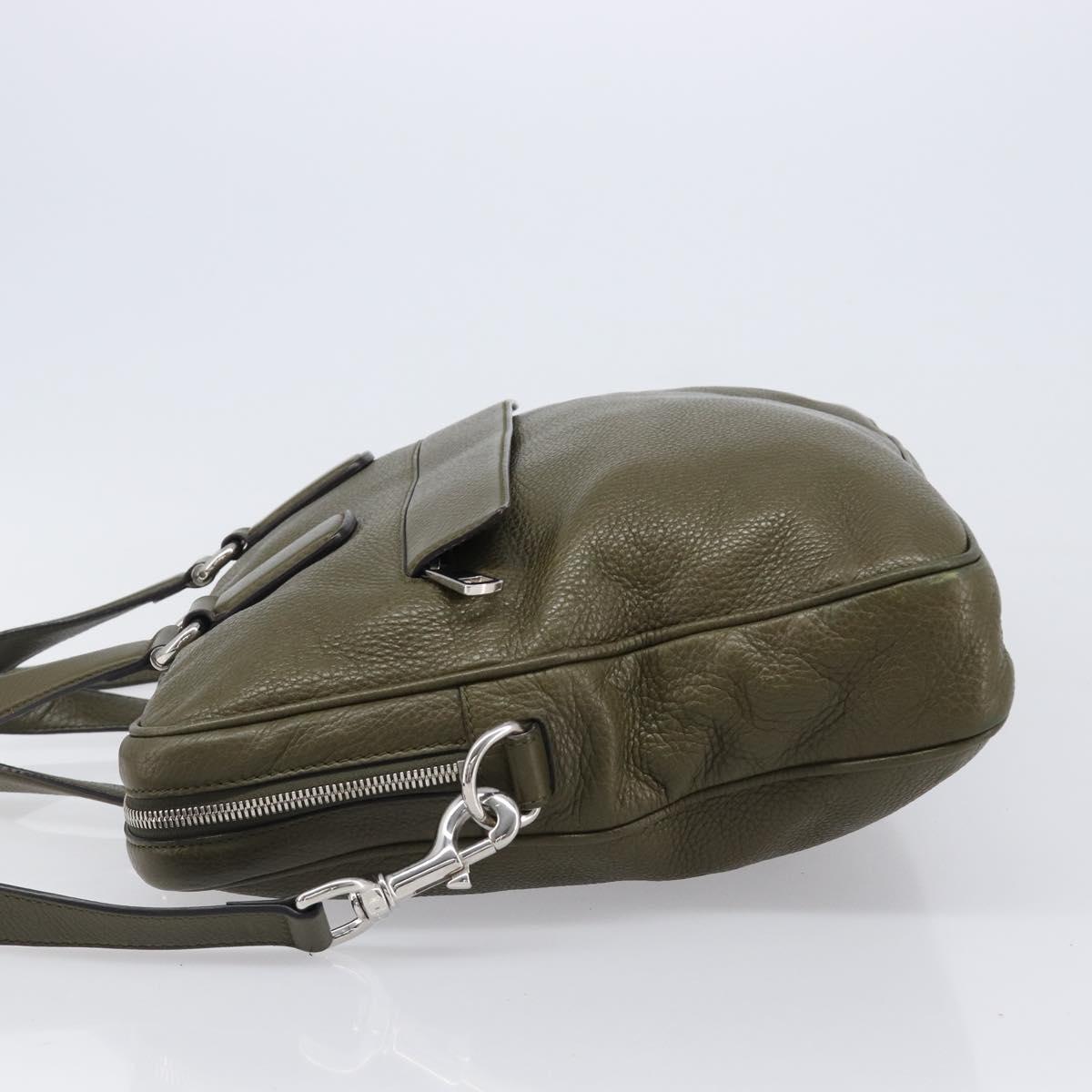 GUCCI Business Bag Leather 2way Khaki Silver 322957 Auth 203179A