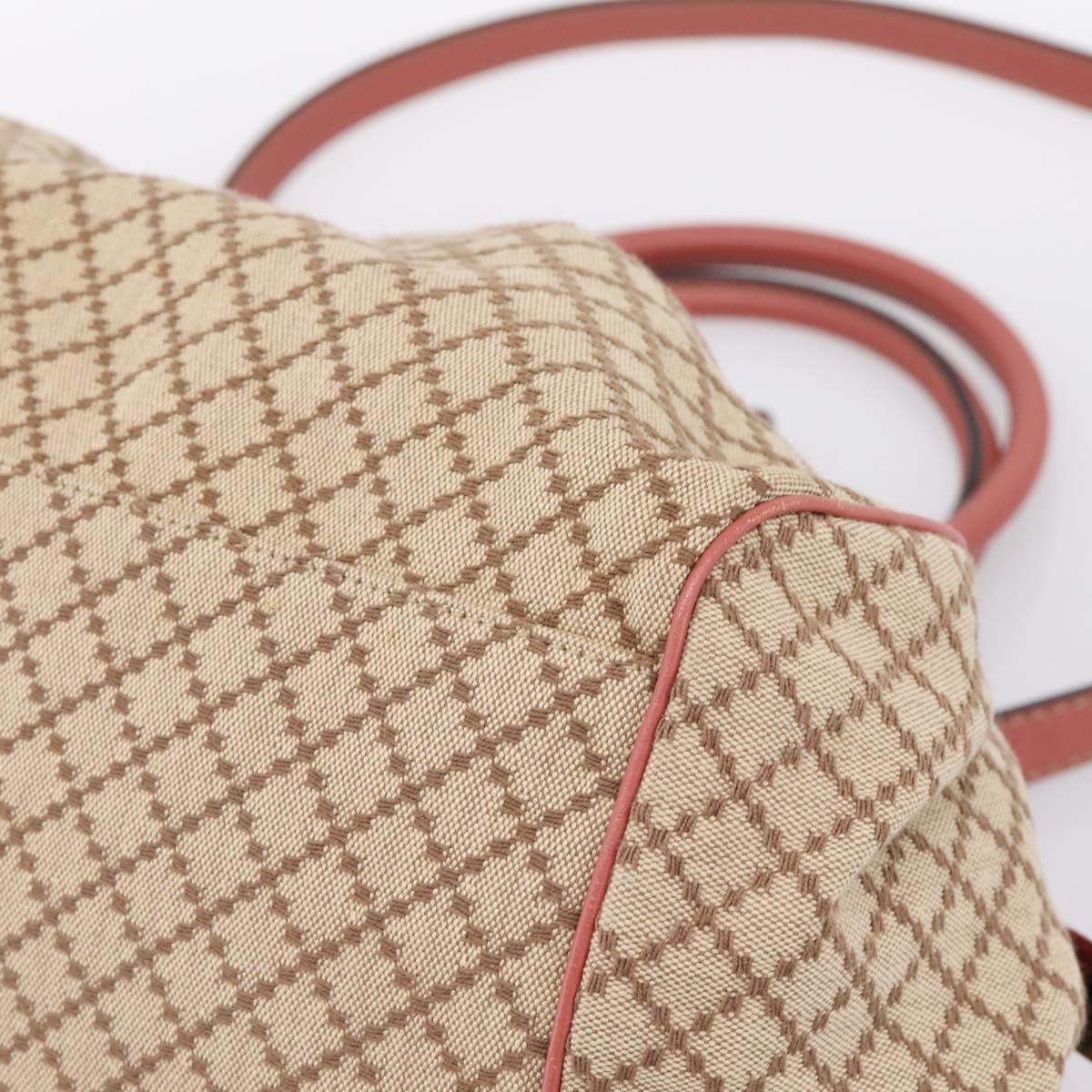 GUCCI Diamante Hand Bag Canvas 2way Beige Gold 223974 Auth 203180
