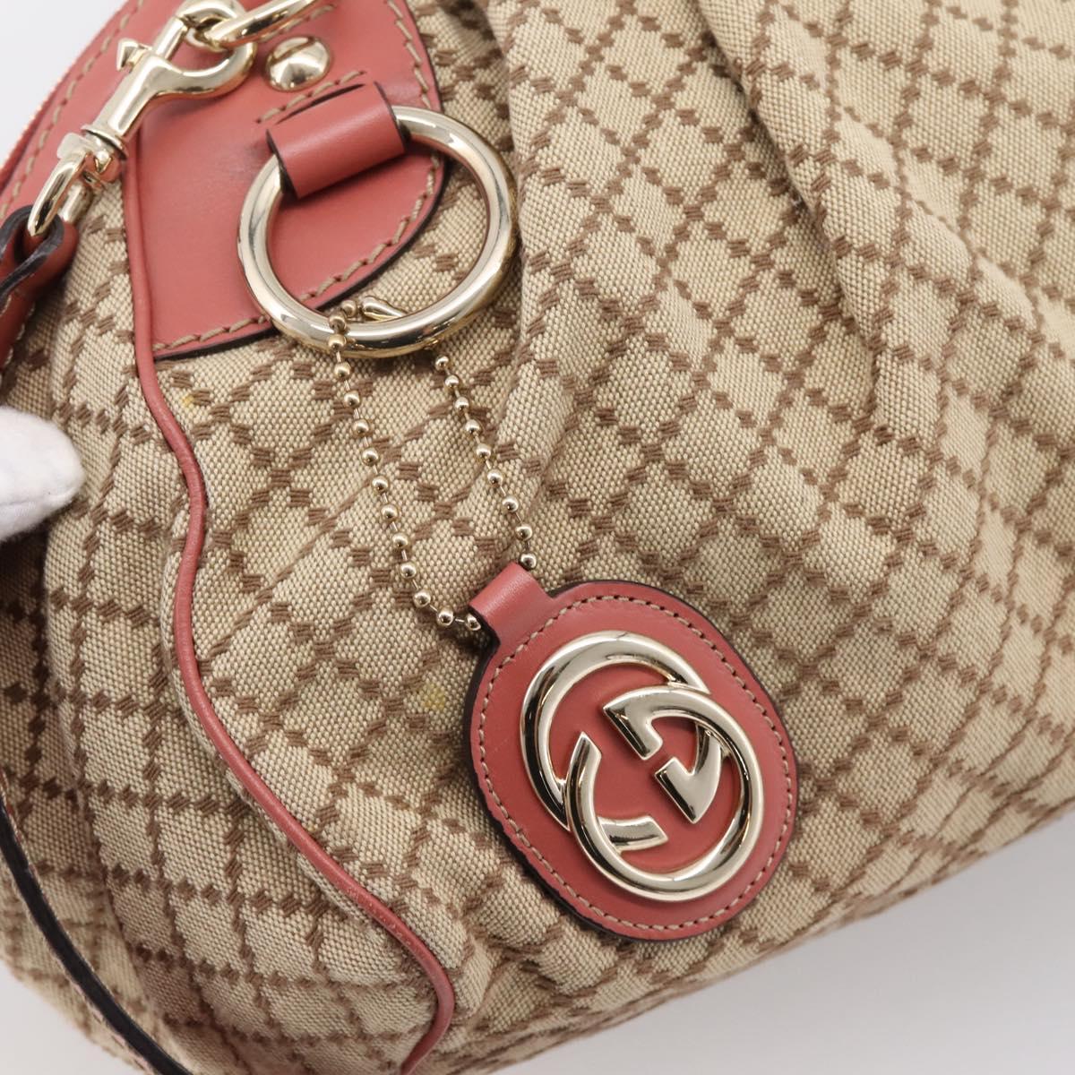 GUCCI Diamante Hand Bag Canvas 2way Beige Gold 223974 Auth 203180