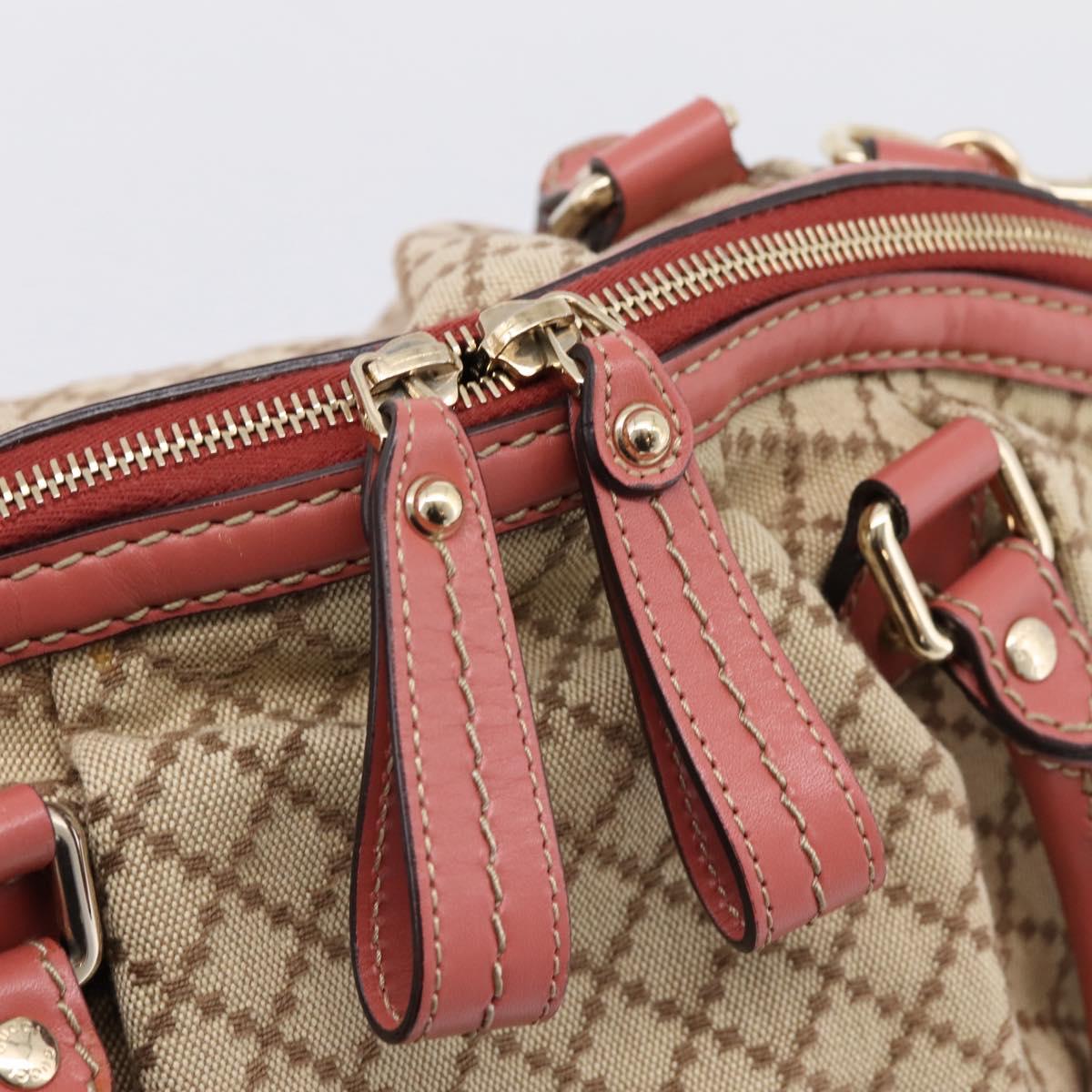 GUCCI Diamante Hand Bag Canvas 2way Beige Gold 223974 Auth 203180