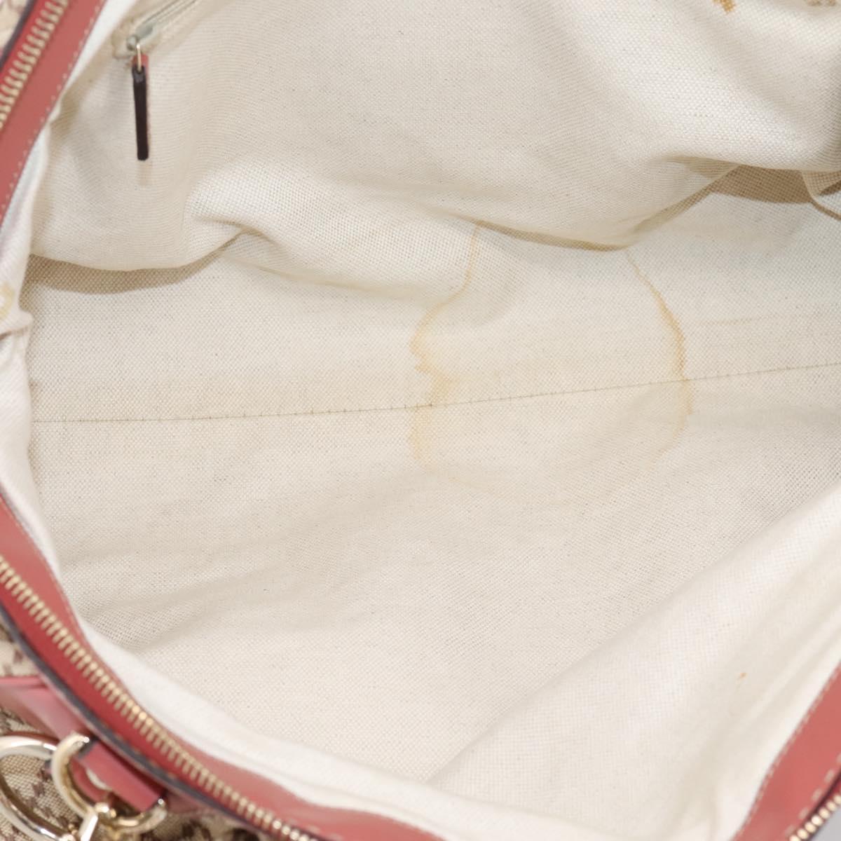 GUCCI Diamante Hand Bag Canvas 2way Beige Gold 223974 Auth 203180